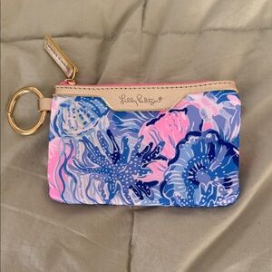 Lilly Pulitzer Pink and Blue Floral Pouch NEW!